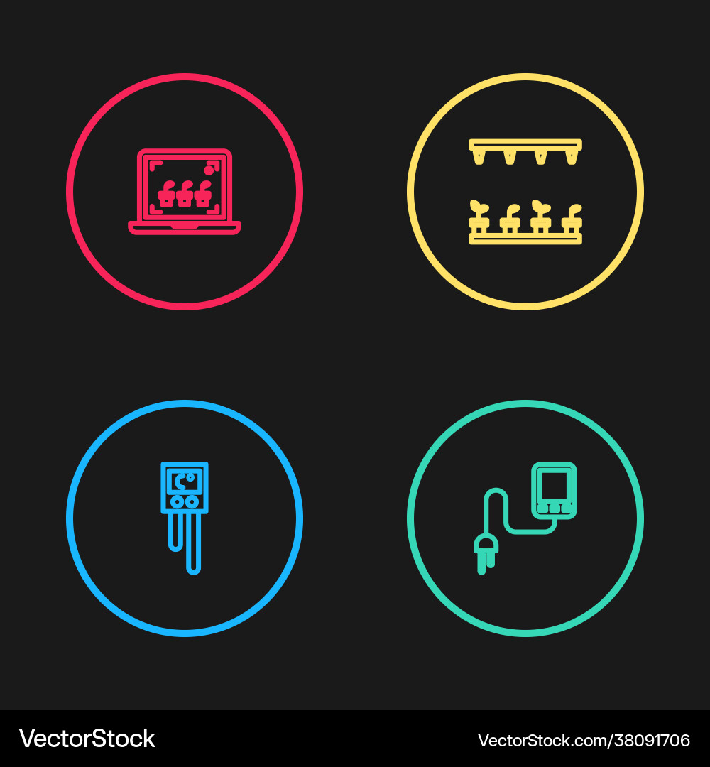 Set line temperature and humidity sensor Vector Image