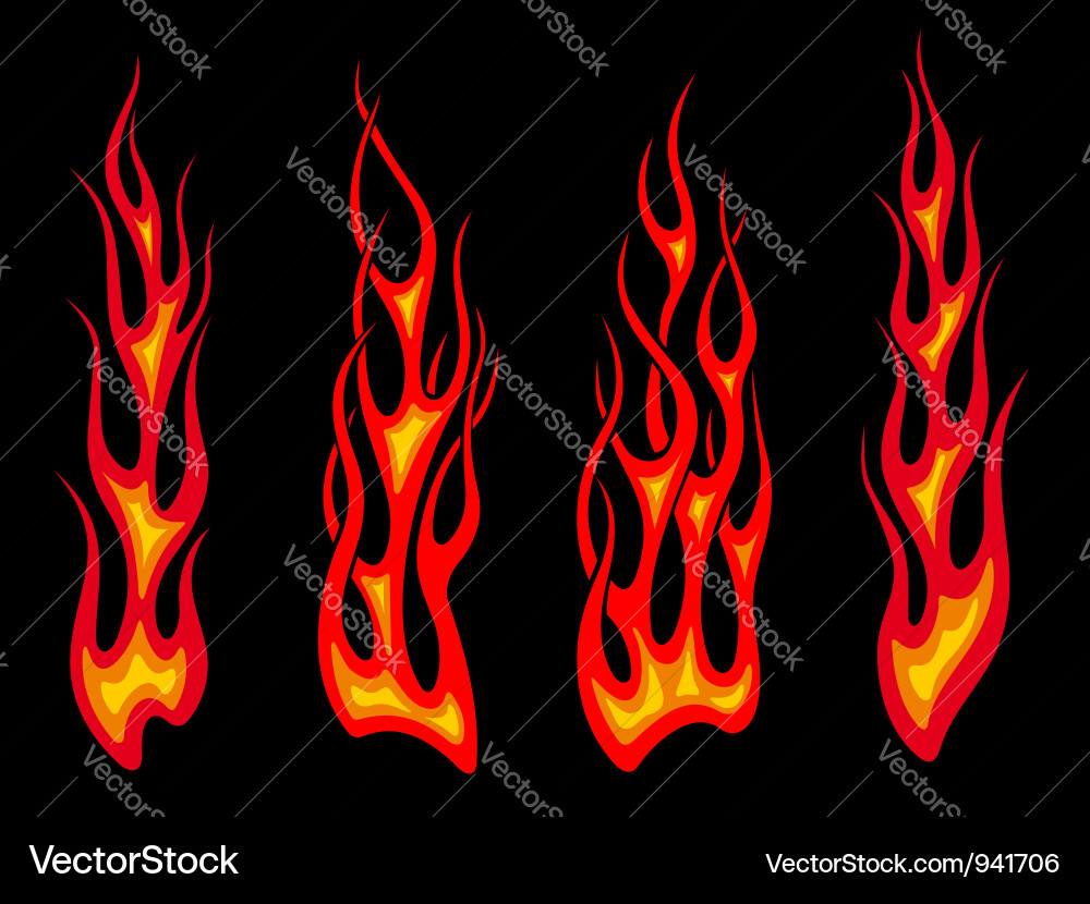 Set of long tribal fire flames Royalty Free Vector Image