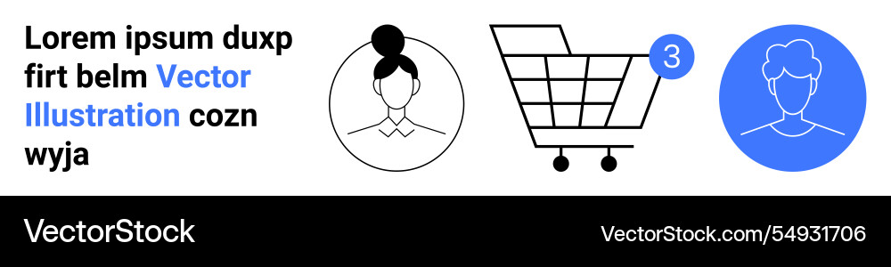 Shopping cart with notification and user avatars vector image