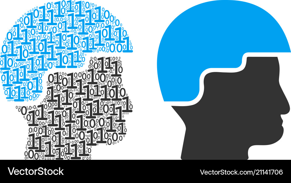 Soldier helmet collage of binary digits Vector Image
