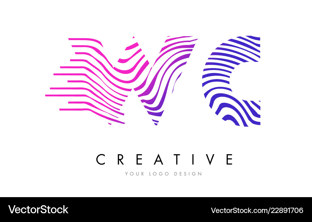 Wc w c zebra lines letter logo design Wc w c zebra lines letter logo design Vector Image