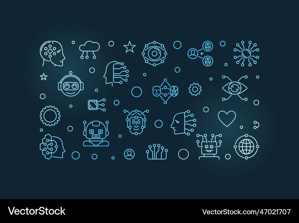 Ai and neural network digital face concept line Ai and neural network digital face concept line vector image