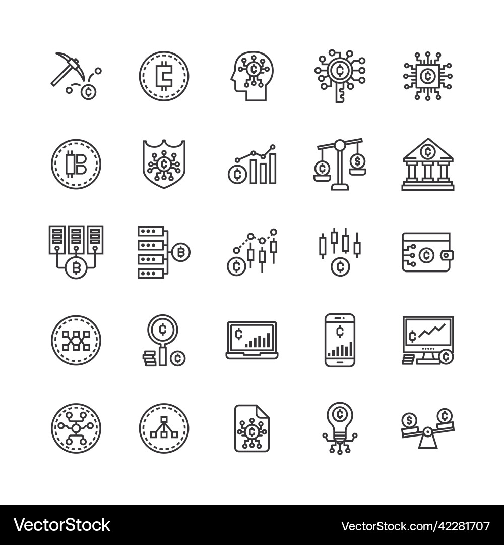 Bundle von Krypto-Währungs-Zeilen-Icon-Set Bundle von Krypto-Währungs-Zeilen-Icon-Set vektorbild