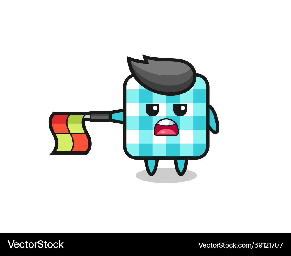 Checkered tablecloth character as line judge hold Vector Image