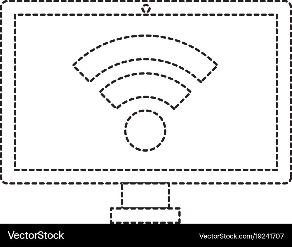 Computer display with wifi signal Vector Image
