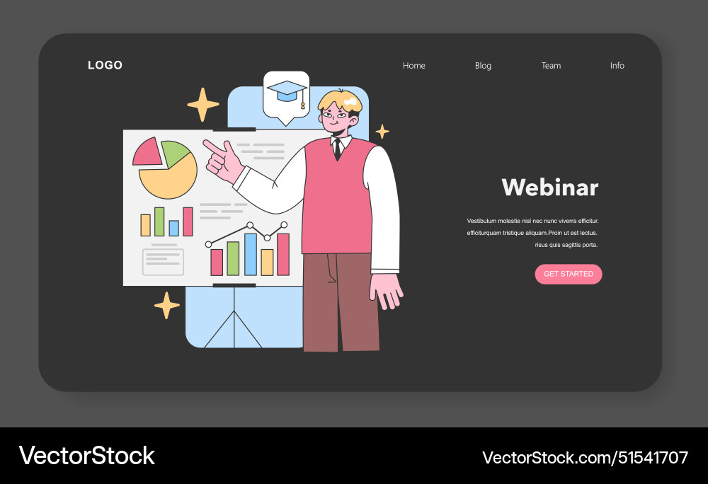 Confident educator explaining data charts Confident educator explaining data charts vector image