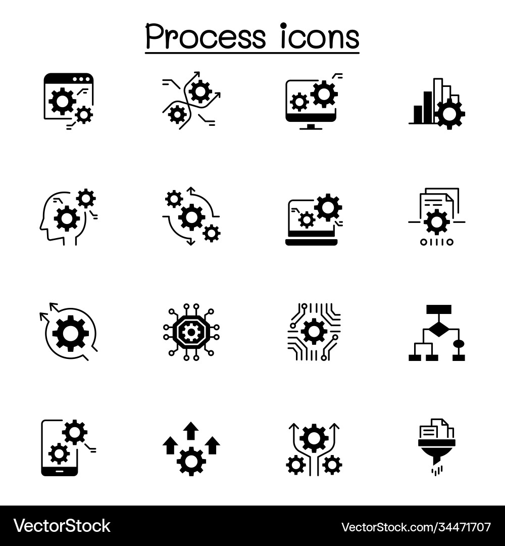 Data Analysis Icon Set - Process & Insights vector image