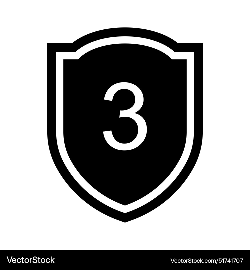 Design icon of the number 3 in a shield Design icon of the number 3 in a shield Vector Image