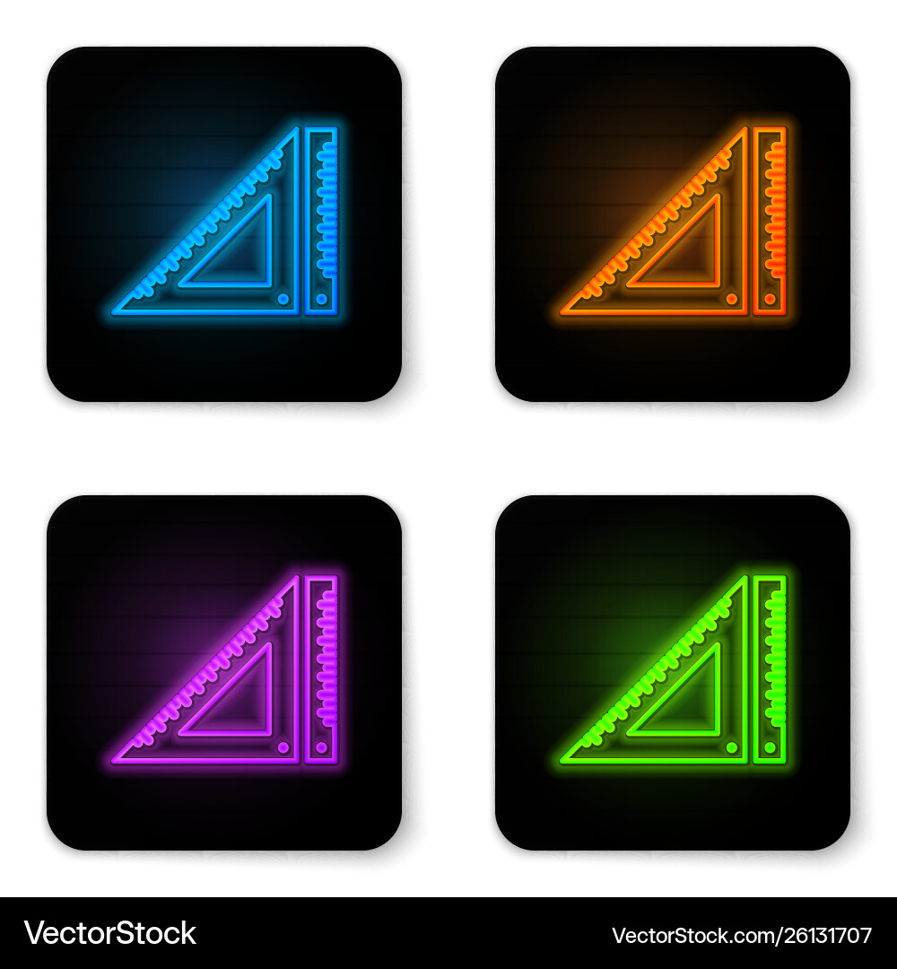 Glowing neon triangular ruler icon isolated Glowing neon triangular ruler icon isolated Vector Image