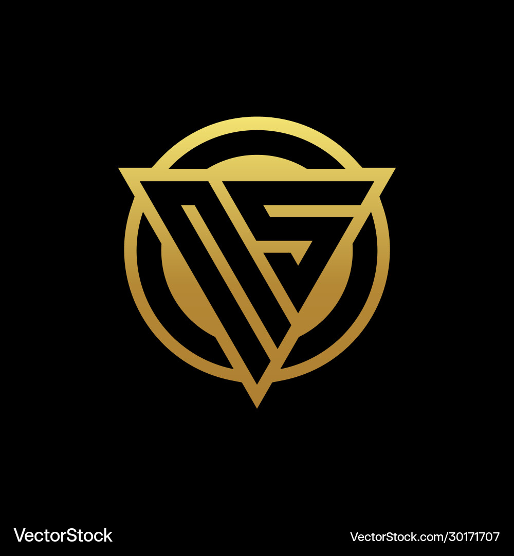 Ns logo monogram with triangle shape and circle vector image
