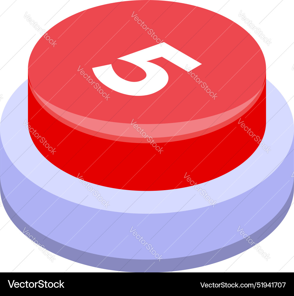 Red button showing number five for rating Red button showing number five for rating vector image