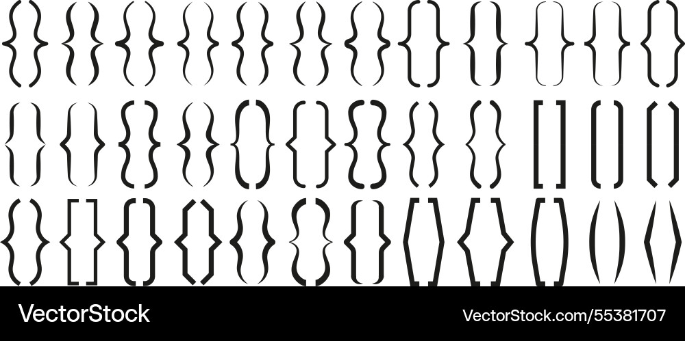 Text brackets curly bracket icons typography Text brackets curly bracket icons typography vector image