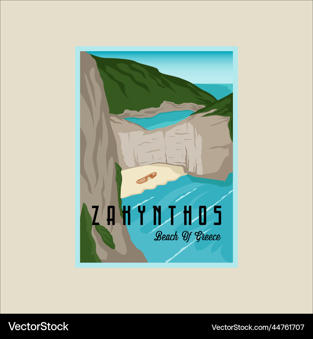 Zakynthos beach poster template graphic design Vector Image