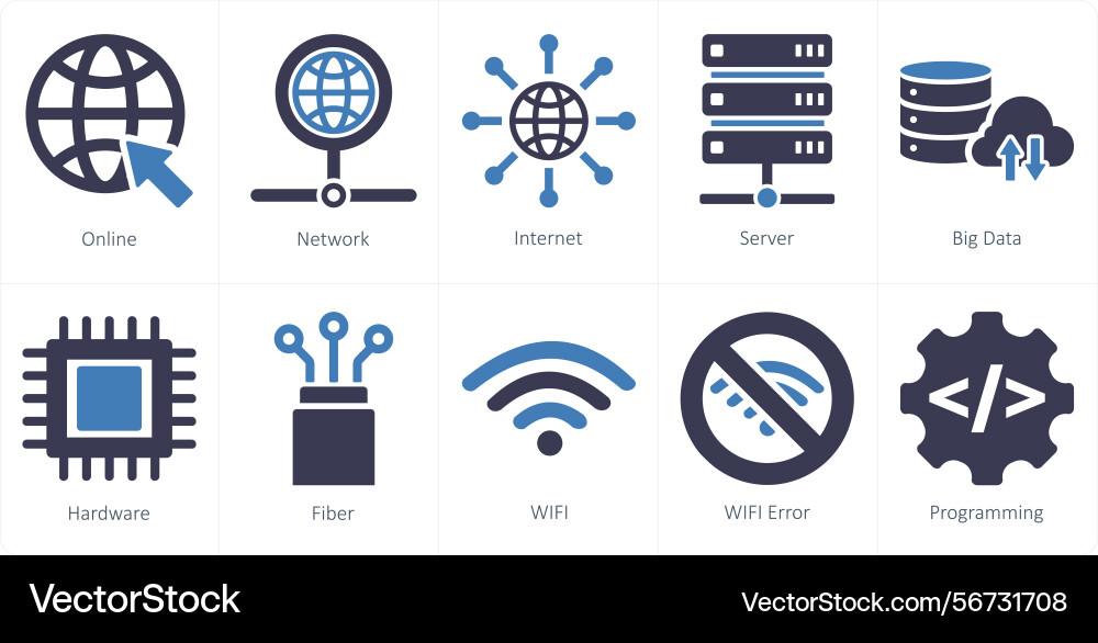 A set of 10 internet computer icons as online vector image