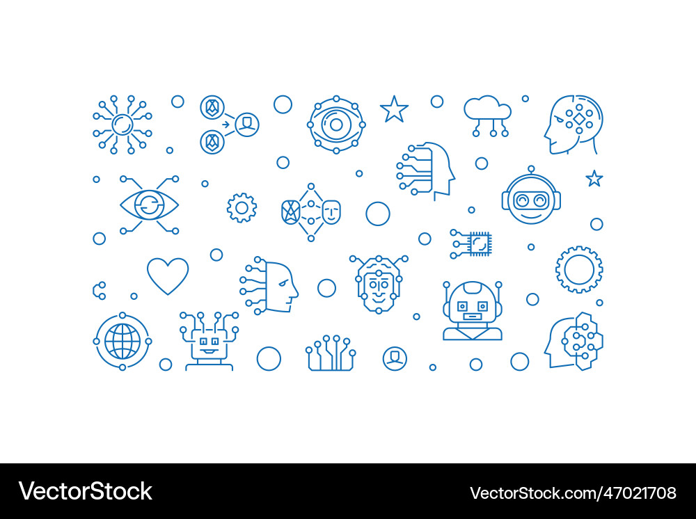 Ai and neural network digital face concept line Ai and neural network digital face concept line vector image