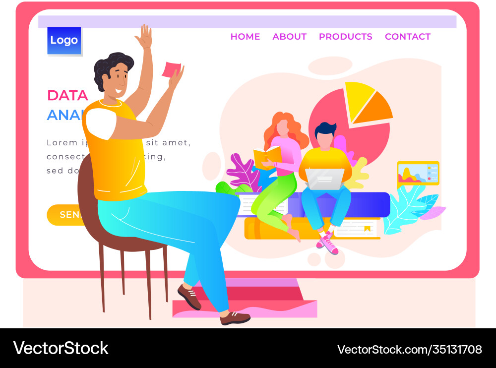 App for analysing data landing page template Vector Image