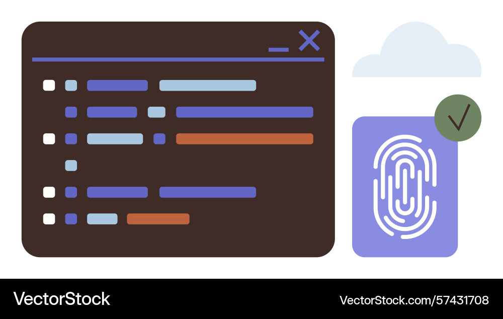 Biometric authentication with coding interface Biometric authentication with coding interface vector image