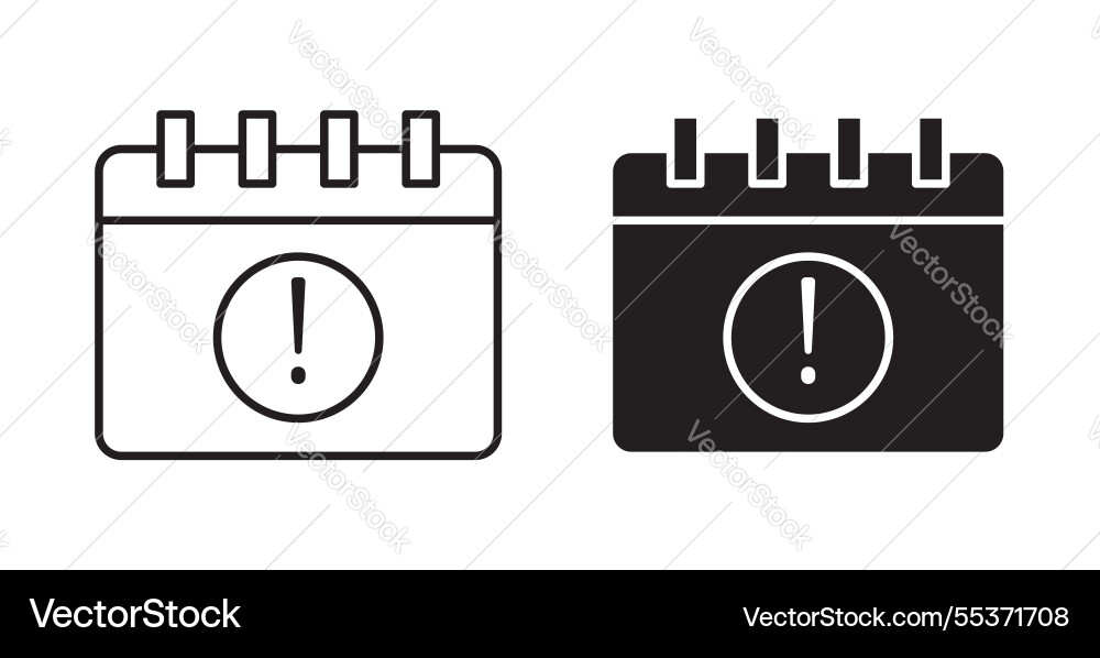 Calendar exclamation icon set in thin line for web Vector Image