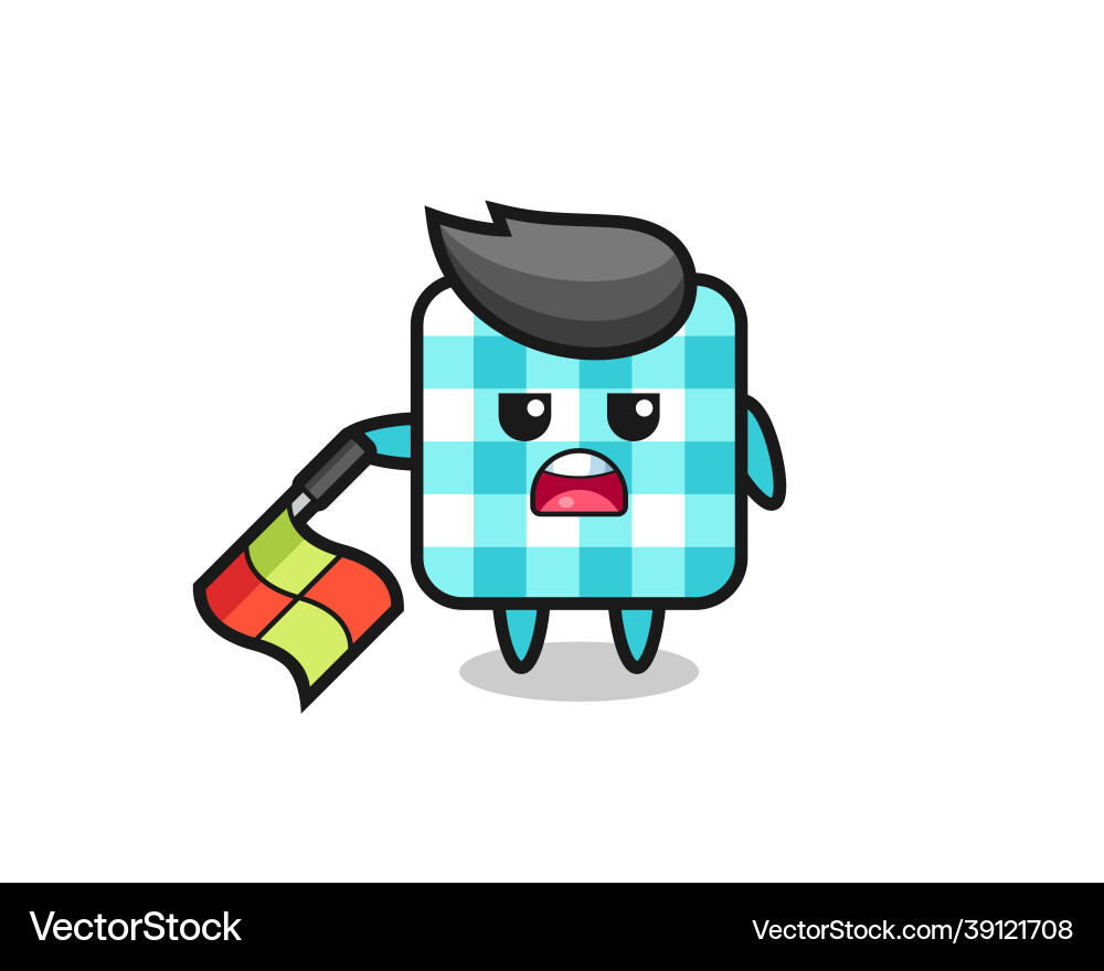 Checkered tablecloth character as line judge hold Vector Image