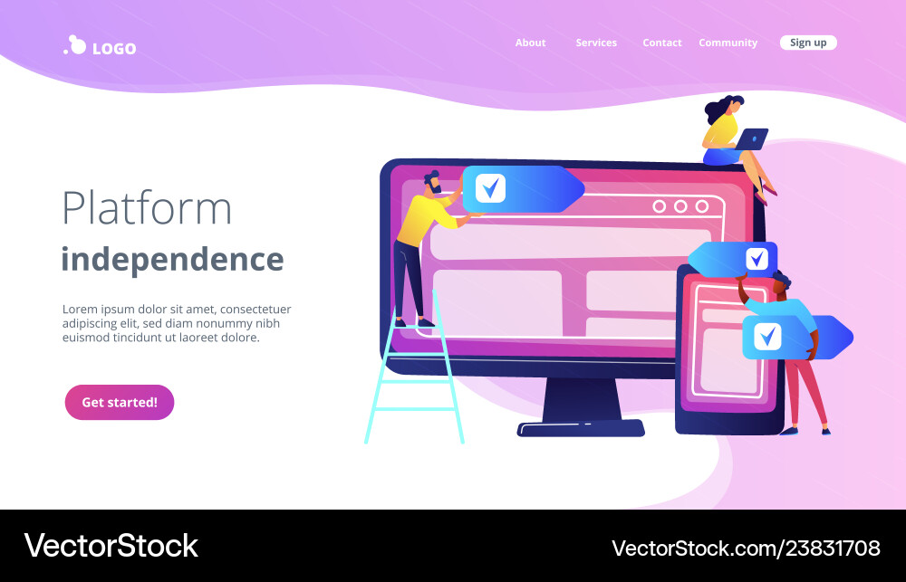 Cross-platform software concept landing page Cross-platform software concept landing page Vector Image