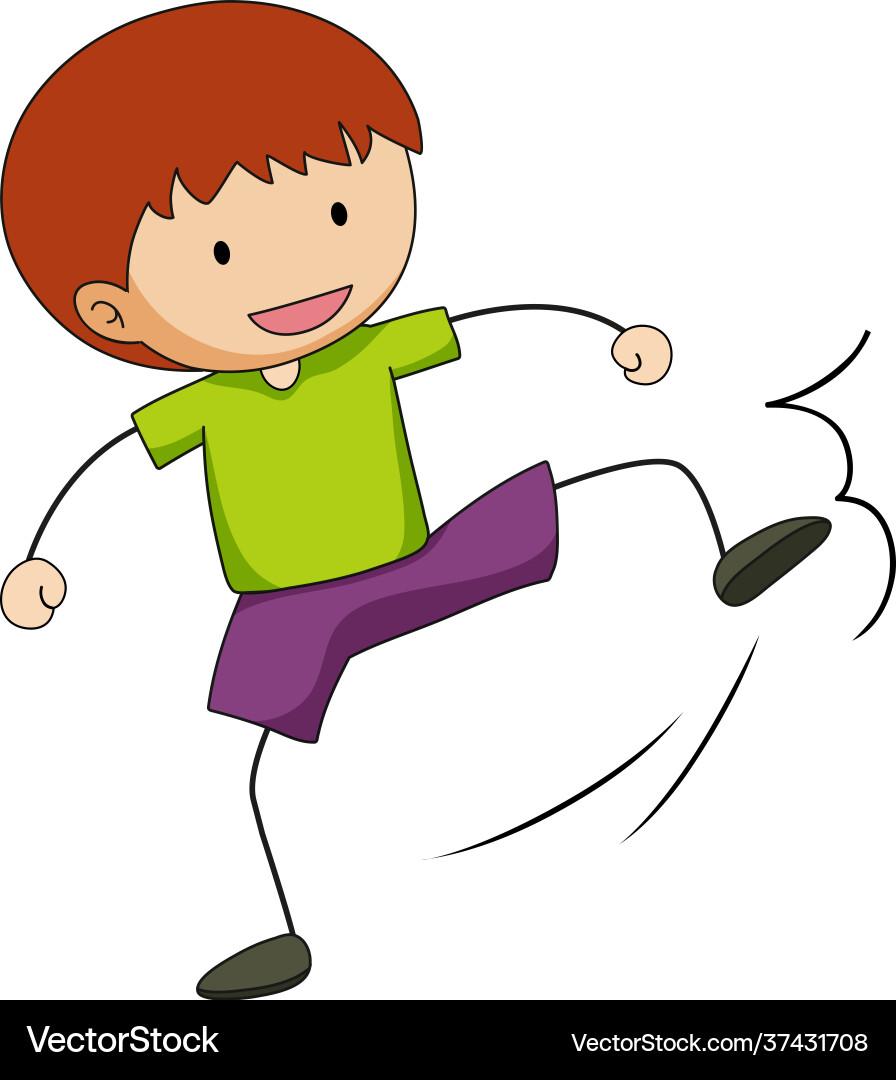 Cute boy cartoon character in hand drawn doodle Vector Image