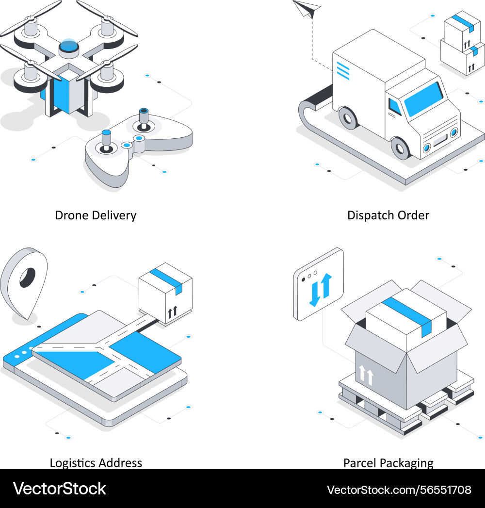 Delivery service isometric set 1 Vector Image