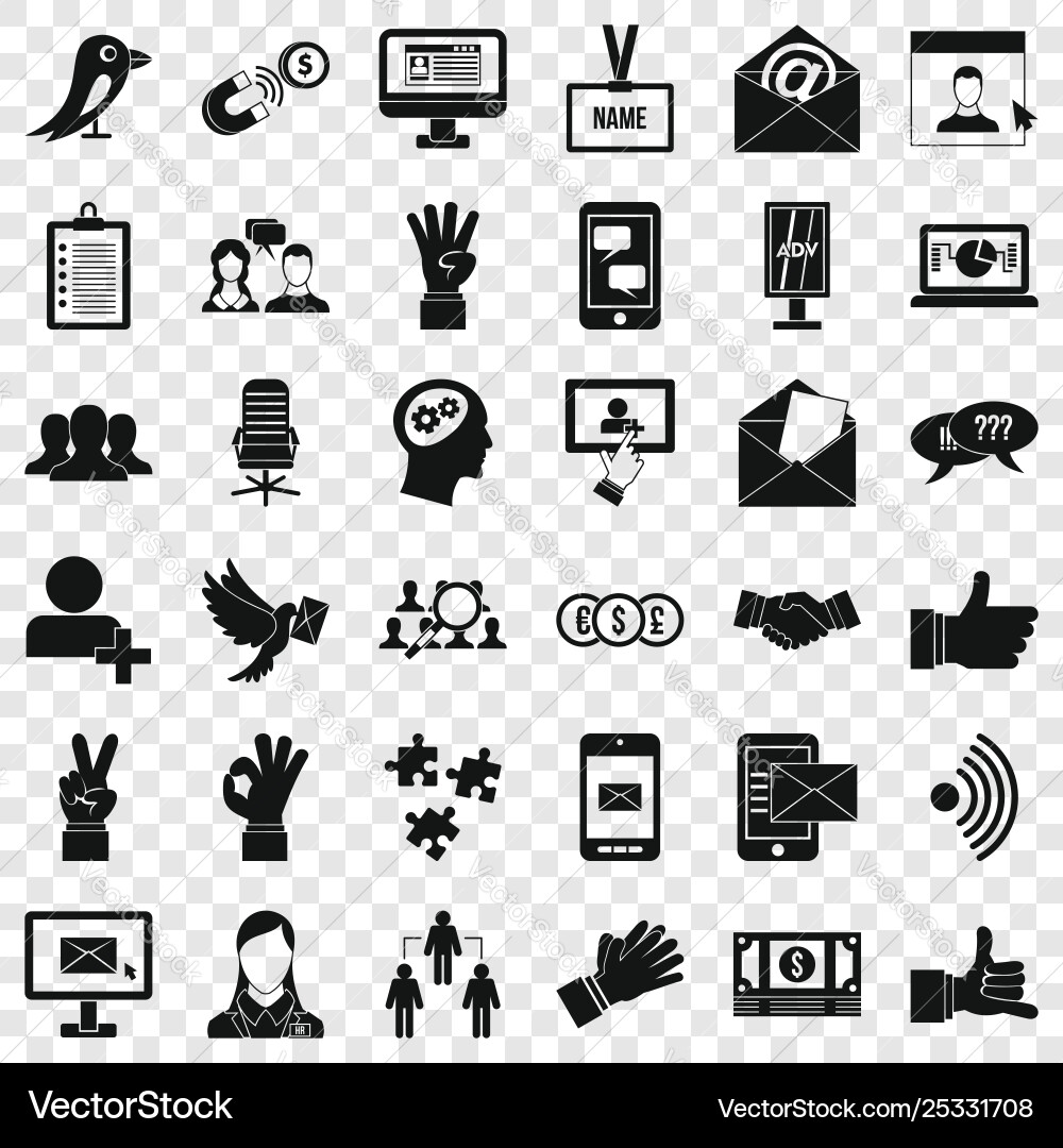 Dialog in letter icons set simple style Vector Image