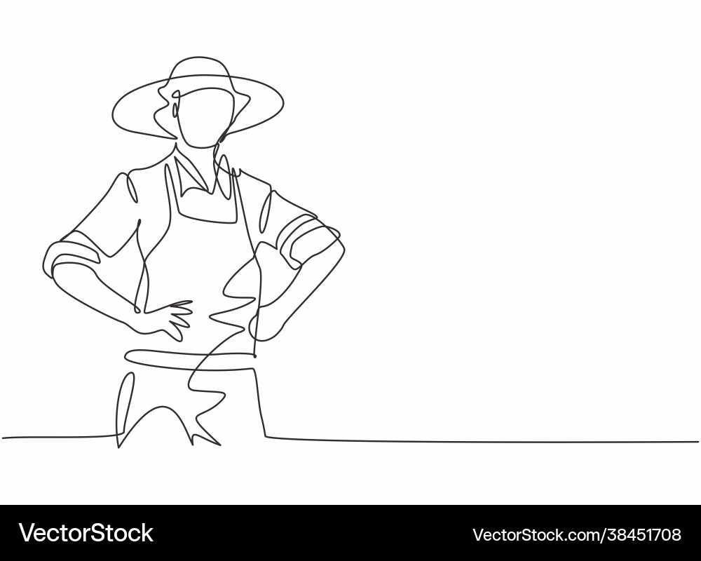 Einzelne eine Linie die junge männliche Farmer Einzelne eine Linie die junge männliche Farmer vektorbild