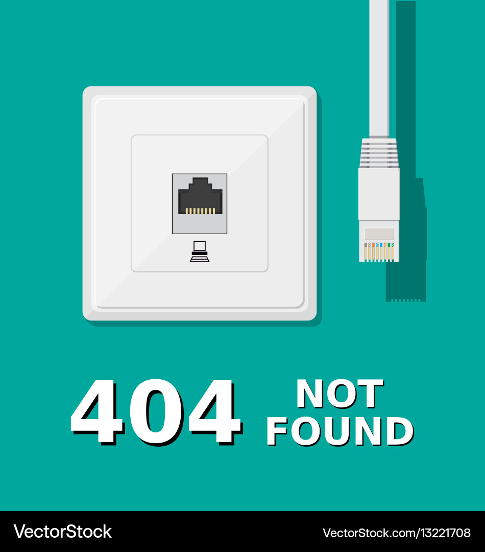 Fehler 404 Netzstecker &amp Patchkabel Vektorbild