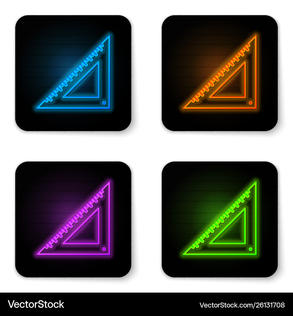 Glowing neon triangular ruler icon isolated Glowing neon triangular ruler icon isolated Vector Image