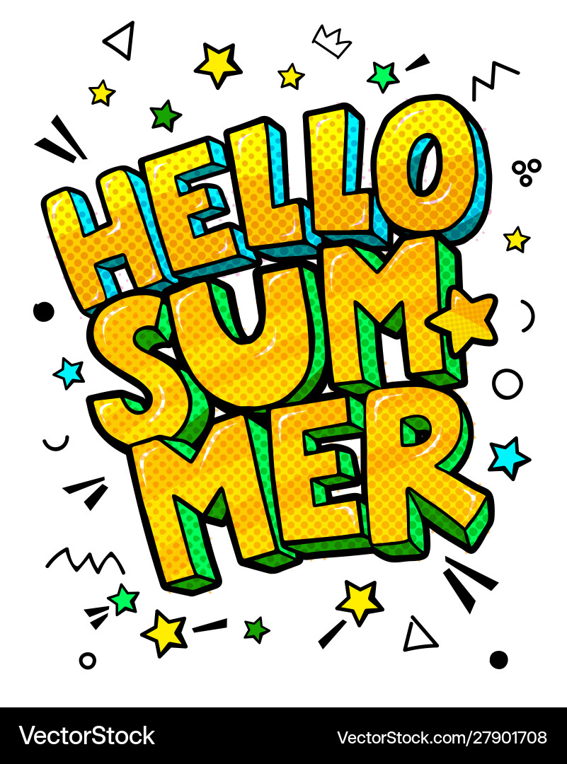 Hello summer message in pop art style vector image