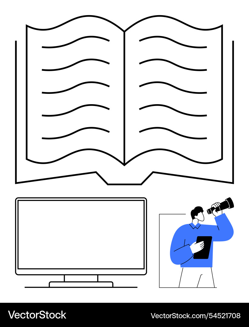 Open book with communication elements including Open book with communication elements including vector image