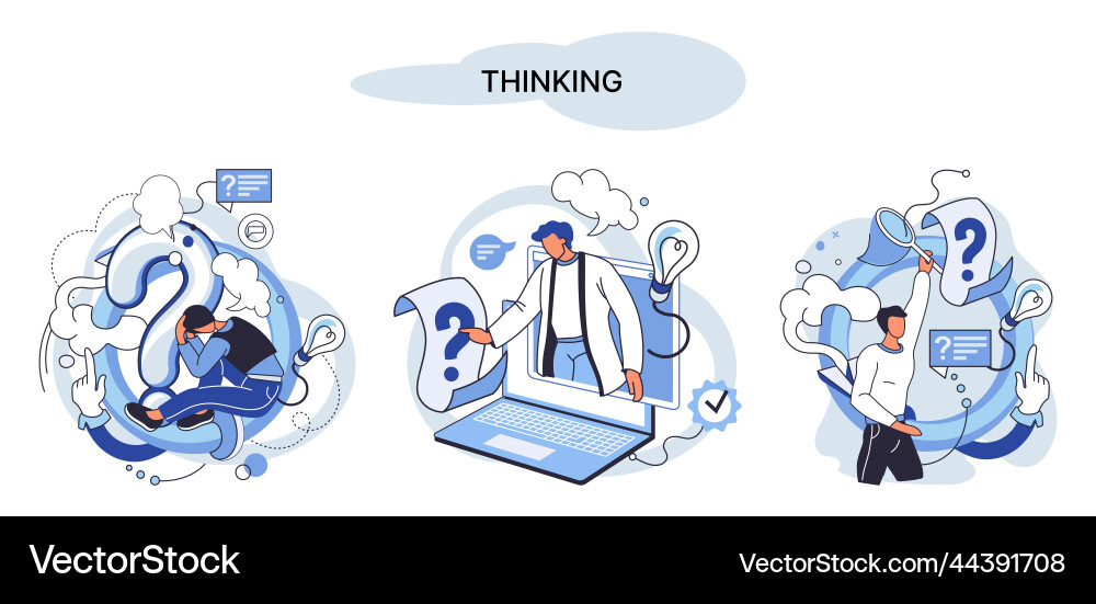 Problem solving concept man wondering or thinking Problem solving concept man wondering or thinking vector image
