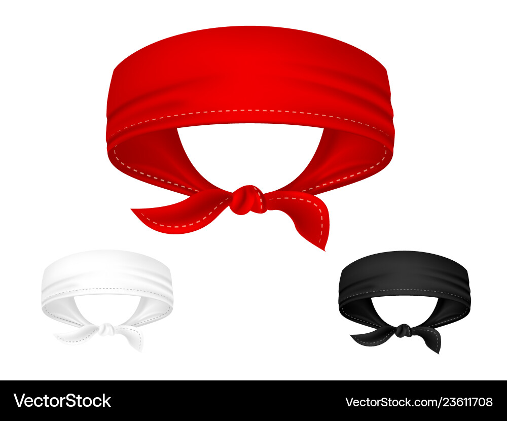 Realistic head bandanas isolated on white Realistic head bandanas isolated on white vector image