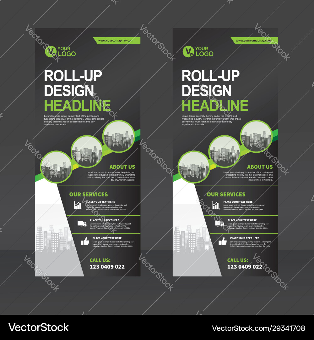 Roll up banner vertical design template vector image