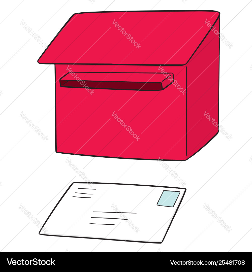 Set postbox and envelope Set postbox and envelope Vector Image
