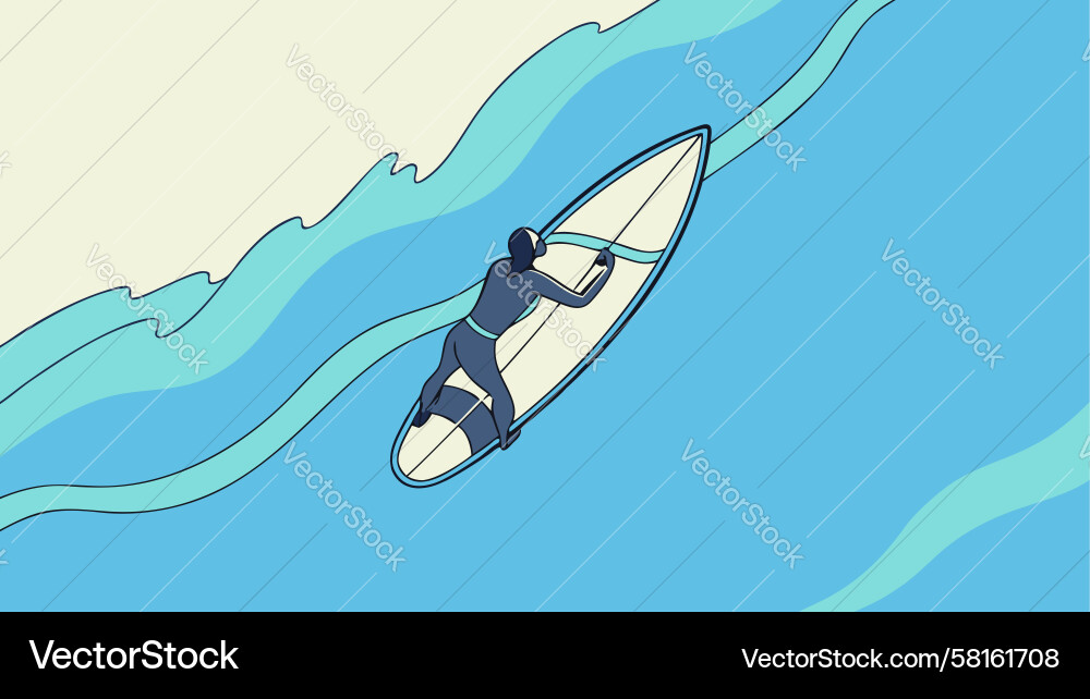 Surfer Riding Dynamic Ocean Wave Vector Image