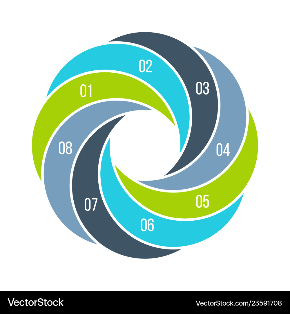 Twisted diagram divided into 8 parts steps Twisted diagram divided into 8 parts steps vector image