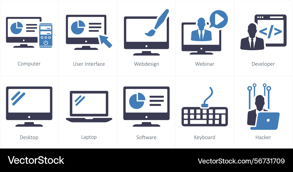 A set of 10 internet computer icons vector image