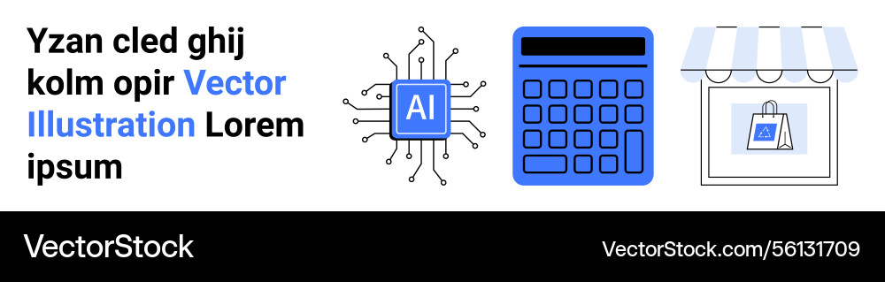 Ai chip calculator and storefront representing Ai chip calculator and storefront representing vector image