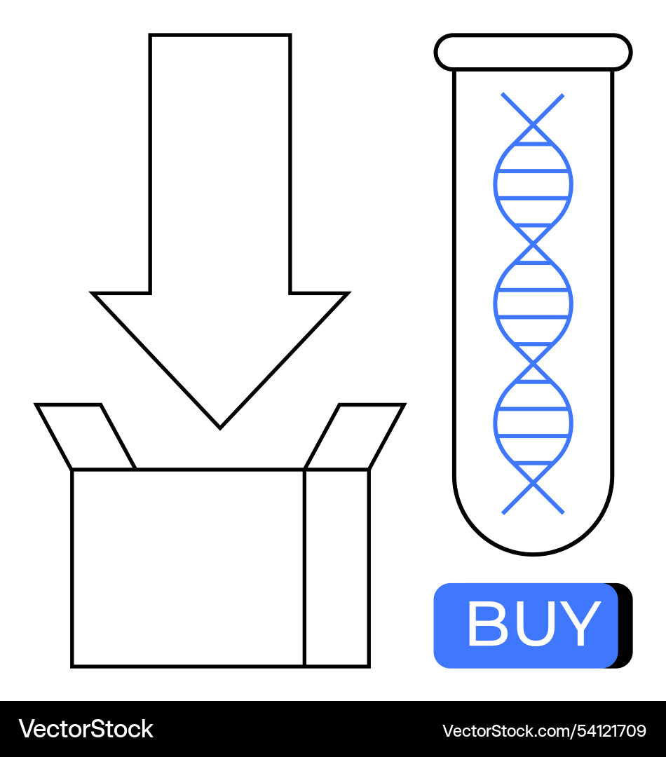 Dna testing kit purchase concept with arrow open Dna testing kit purchase concept with arrow open vector image