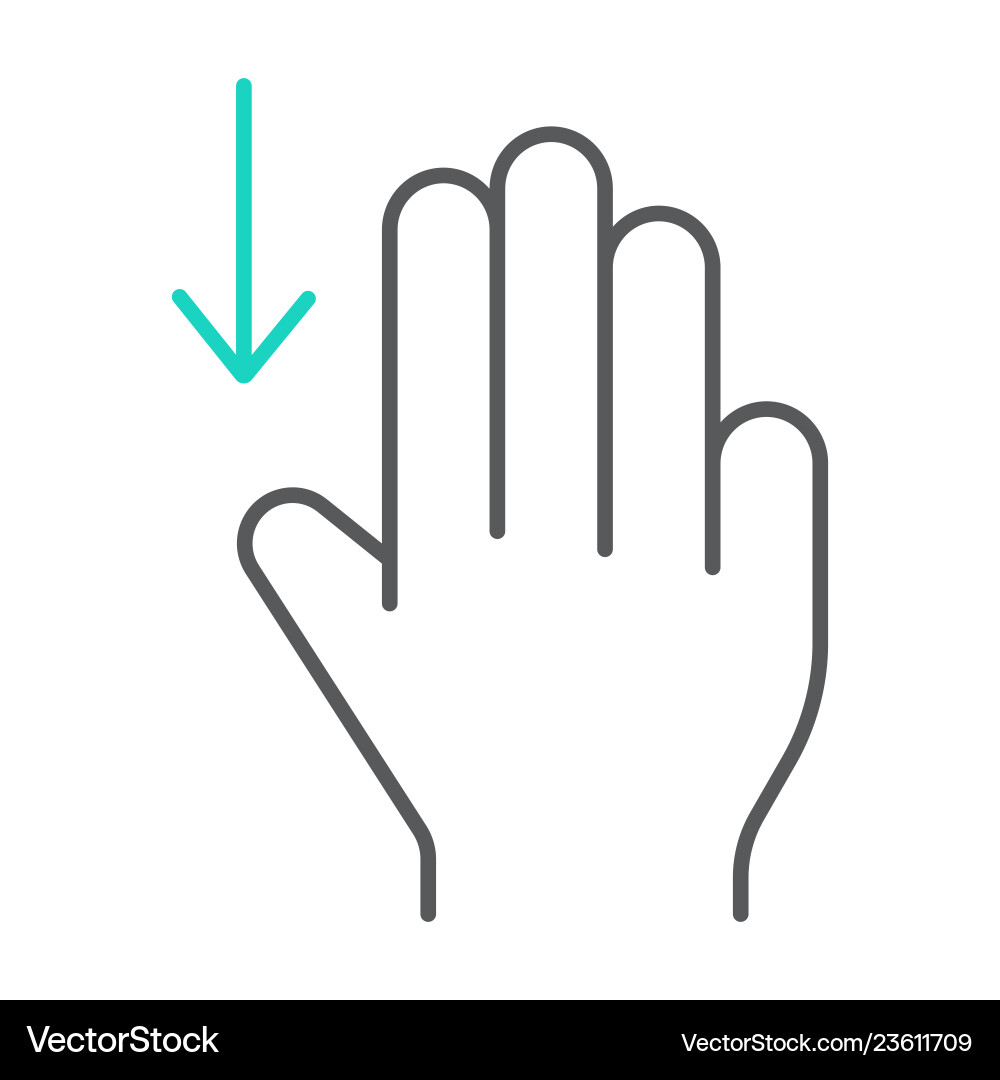 Drei Finger ziehen dünne Linie Symbol Geste Drei Finger ziehen dünne Linie Symbol Geste vektorbild