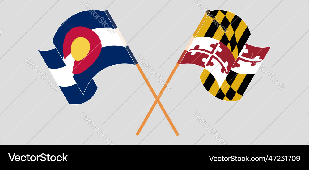 Gekreuzte und gewellte Flaggen des Staates colorado Gekreuzte und gewellte Flaggen des Staates colorado vektorbild