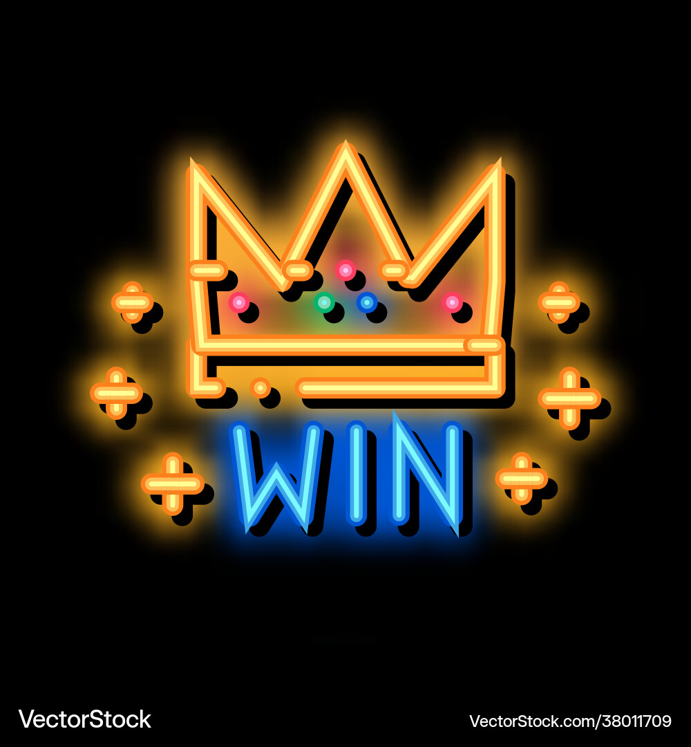 Gewinner Krone Wetten und Glücksspiel Neon Glühikone Gewinner Krone Wetten und Glücksspiel Neon Glühikone vektorbild