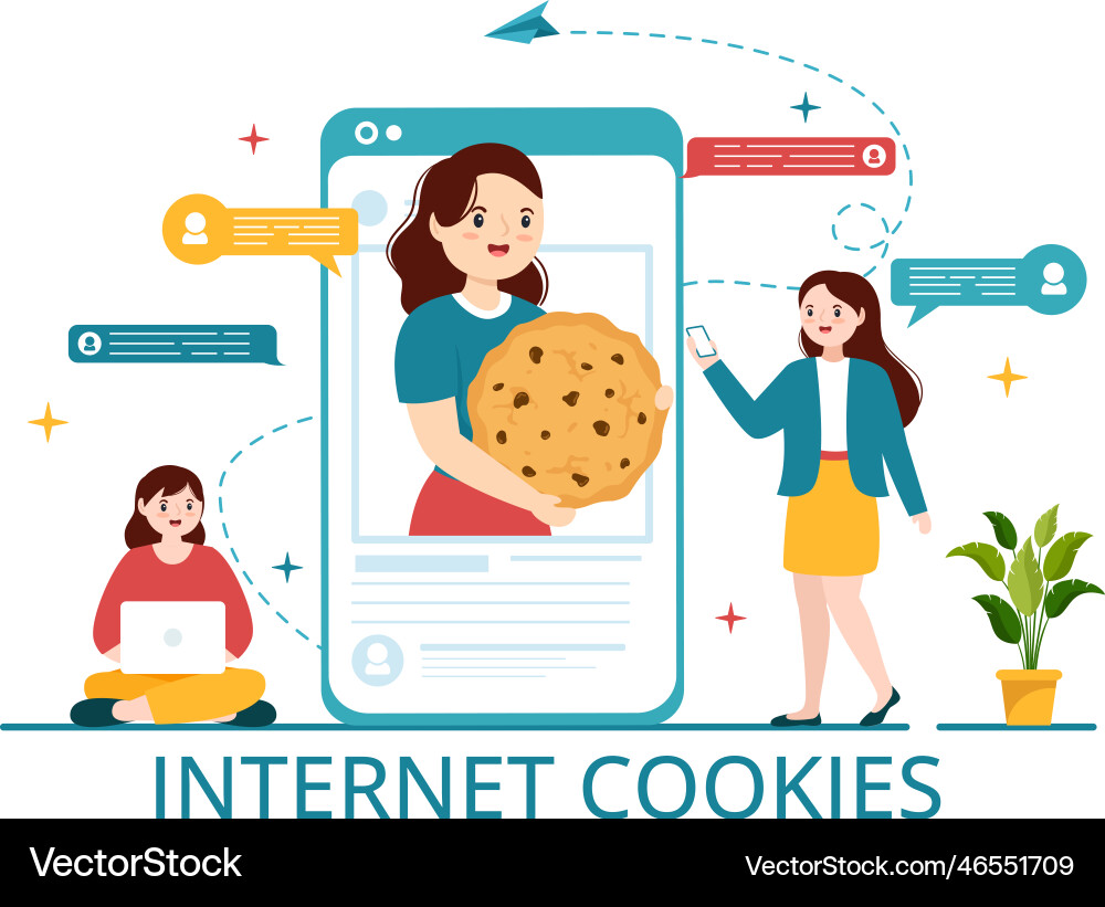 Internet cookies technology with track cookie Vector Image