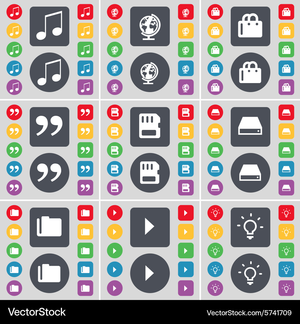 Note globe shopping cart quotation mark sim card vector image
