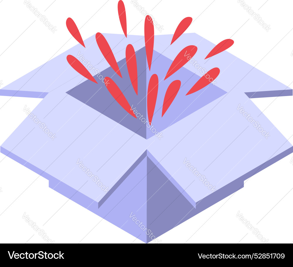 Open box with fireworks exploding from Open box with fireworks exploding from Vector Image