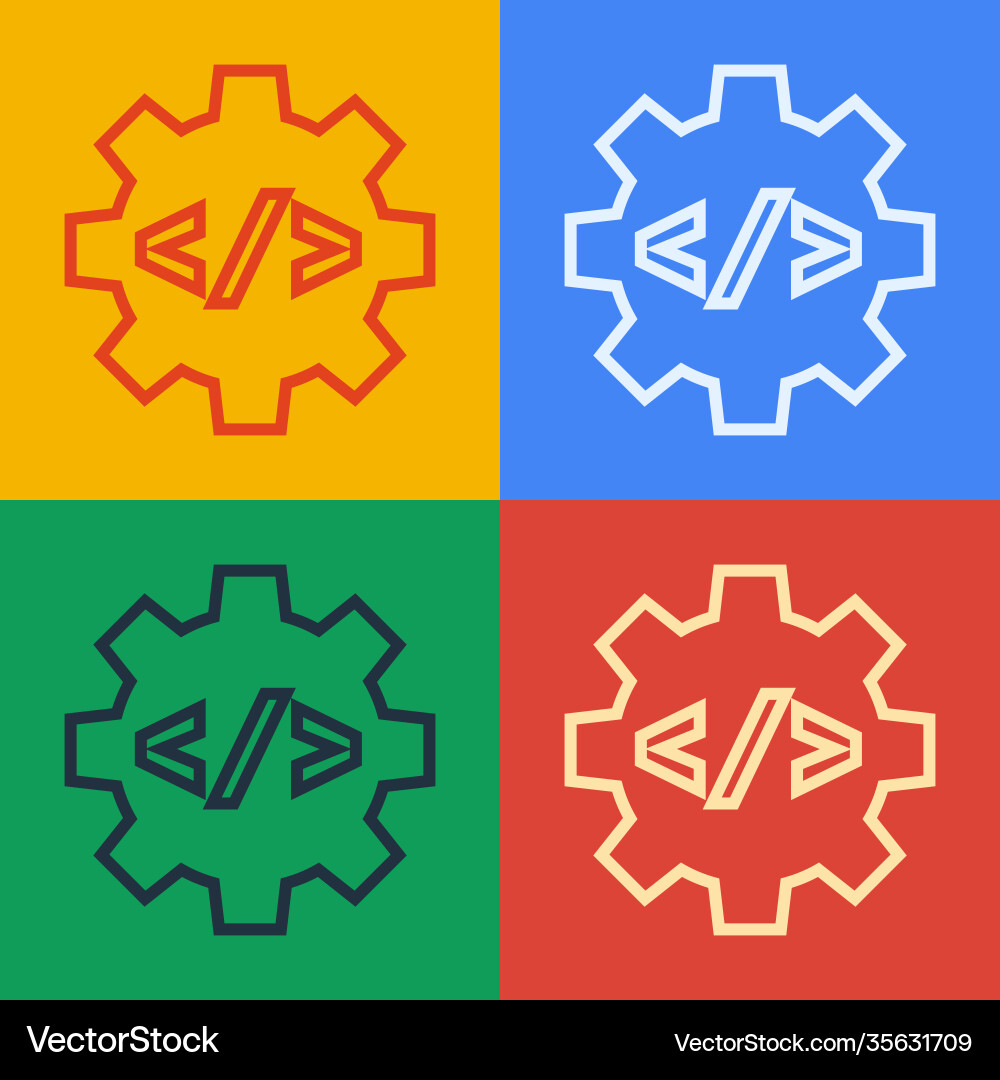 Pop art line web design and front end development Pop art line web design and front end development vector image