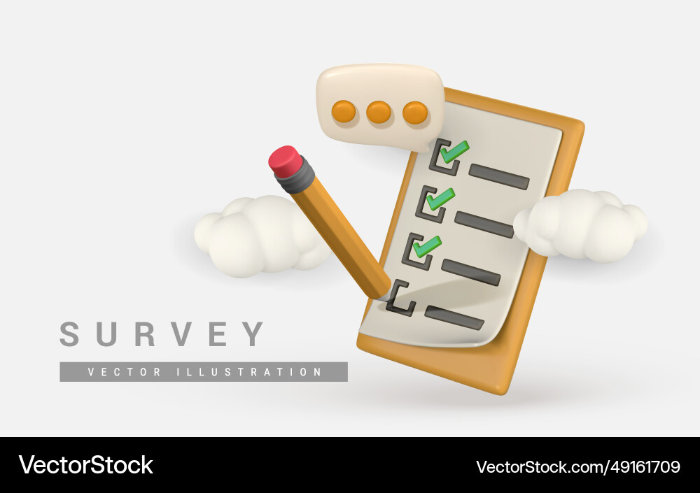 Realistic 3d check list on clipboard with pencil Realistic 3d check list on clipboard with pencil vector image