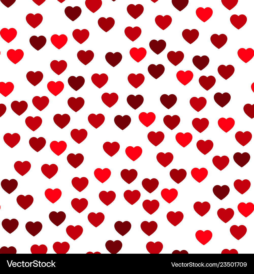 Red hearts seamless pattern random scattered vector image